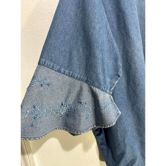 CST Blues denim skirt set embroidery ruffle hem western cottage country women 4X - Picture 7 of 8